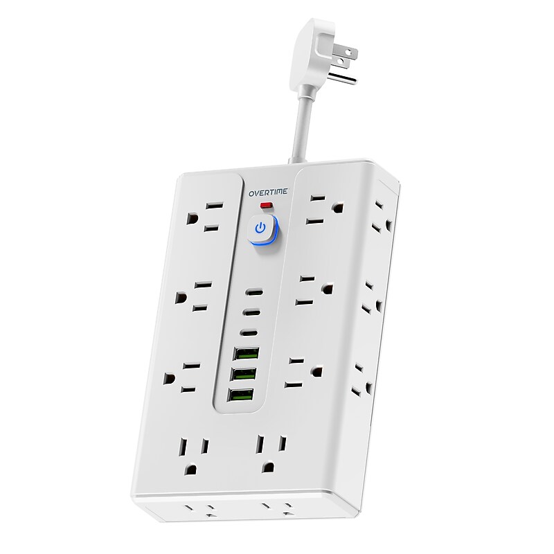 Overtime OS70 22-in-1 Multi-Port Power Strip with 16 AC Outlets, 3 USB-A & 3 USB-C Ports, White (OADOS70) image 1