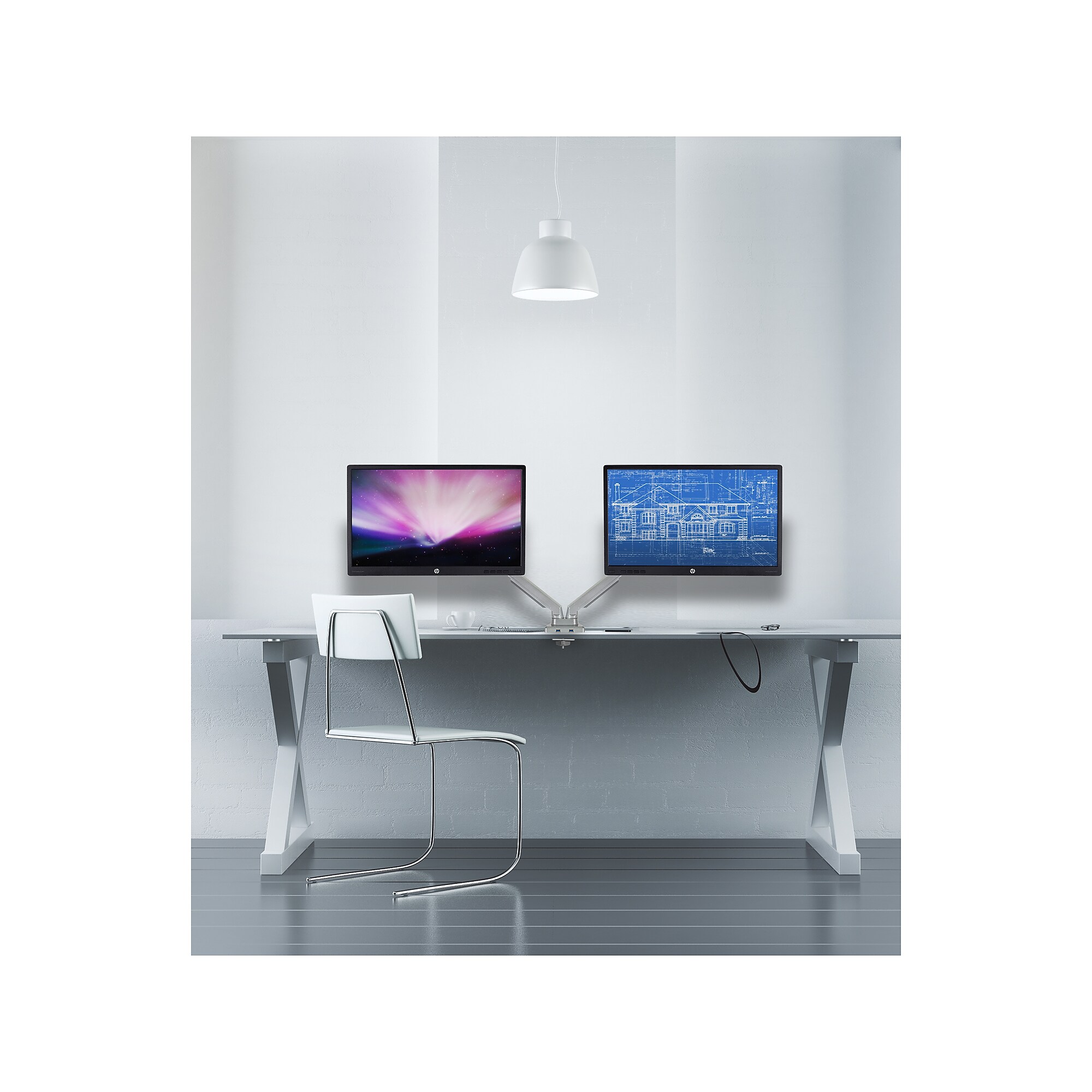 Mount-It! Adjustable Dual Monitor Desk Mount with USB Ports, Up to 32″ Monitor, Silver (MI-2762) Sansujyuku sansujyuku.com