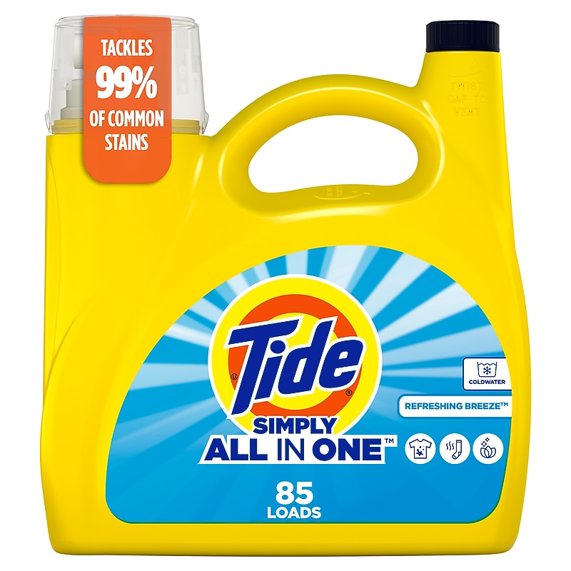 Tide Simply Liquid Laundry Detergent, Refreshing Breeze Scent, 85 Loads, 107 oz. (26840) image 1