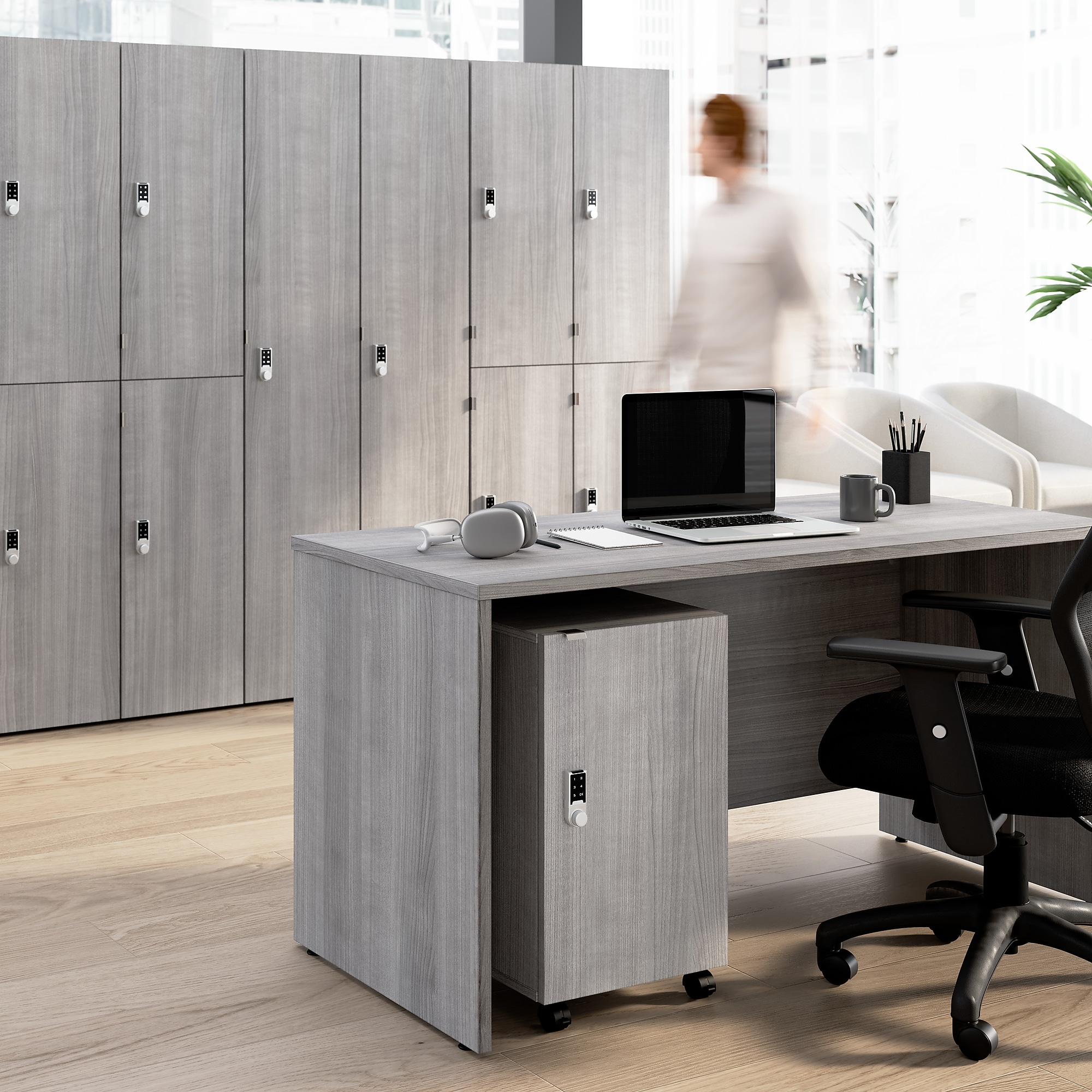 Bush Business Furniture Assure 26″H Storage Cabinet, Platinum Gray (AUS116PGSU) Sansujyuku sansujyuku.com