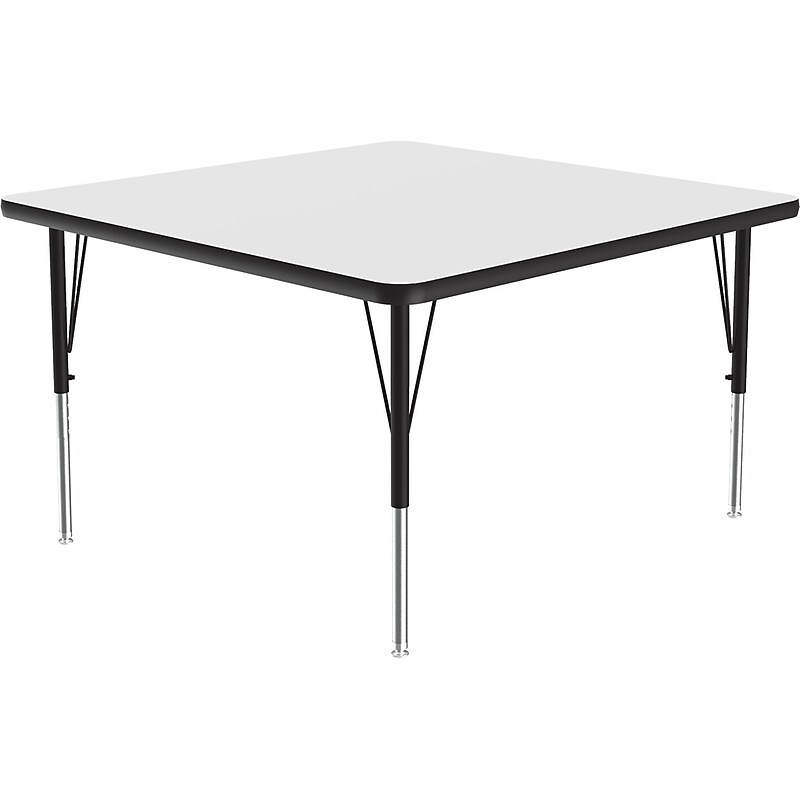 Correll Square Activity Table, 42" x 42", Height-Adjustable, Frosty White/Black (A4242DE-SQ-80) image 1