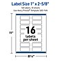 Avery Laser/Inkjet Rectangle Multipurpose Labels, 1" x 2-5/8", White, 160/Pack (S00F4N)~#|#~D6C395BC-1A11-48AA-9EF98CDCB0BCFE80_sc7