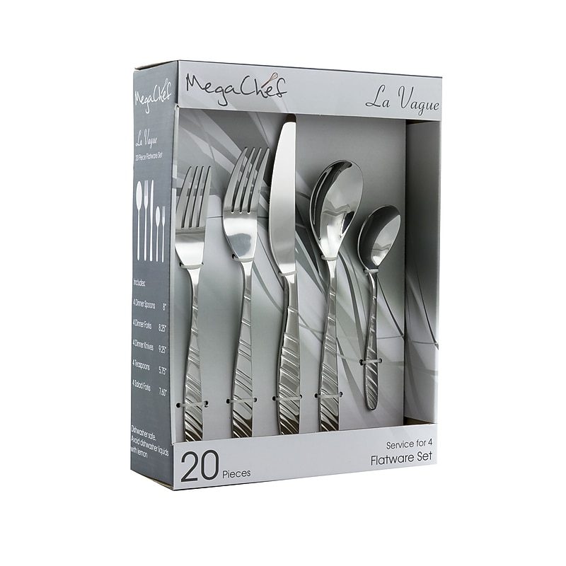 MegaChef LaVague Stainless Steel Flatware Set, 20 Piece image 1