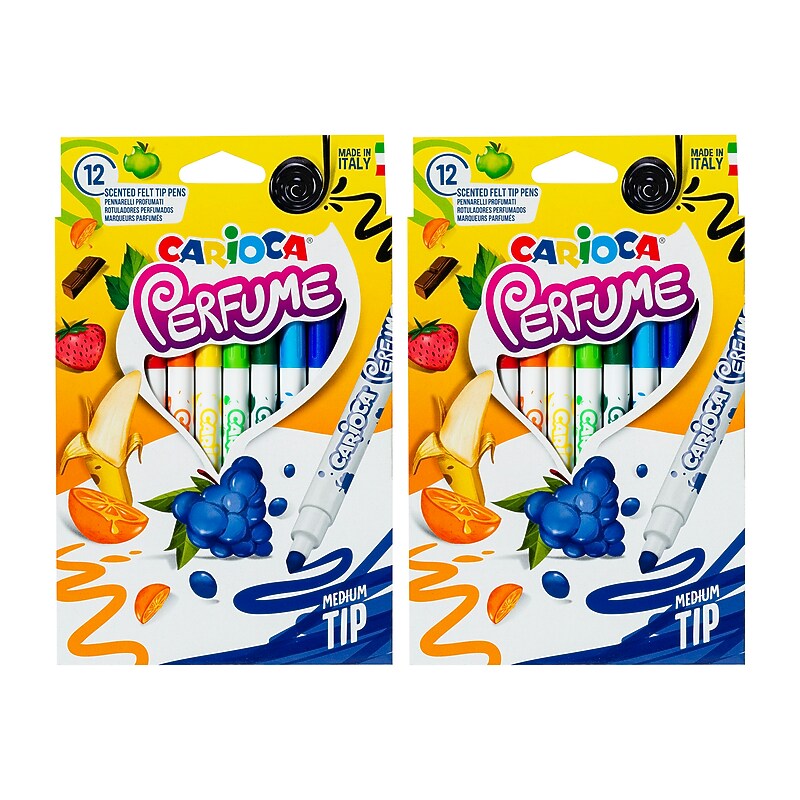 CARIOCA Perfume Washable Kids Markers, Medium, Assorted Colors, 12/Pack, 2/Bundle (CRA42672-2) image 1