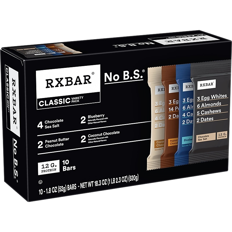 RXBAR Classic Gluten Free Protein Bars Variety Pack, 1.8 oz., 10 Bars/Box (85916200725) image 1