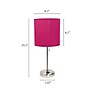 Simple Designs 19.5" LED Table Lamp, Brushed Steel/Pink Shade (LT2024-PNK-CCLB)~#|#~D6F00A29-3843-4B5D-9793CA171929DD74_sc7
