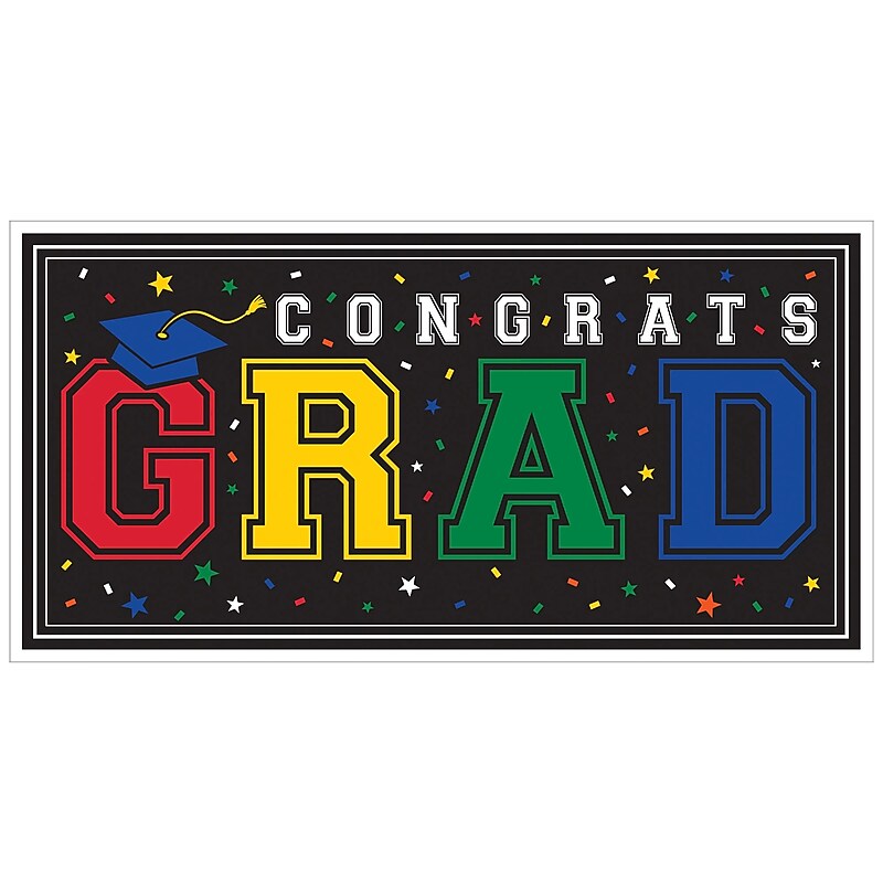 Party City "Congrats Grad" Plastic Banner (AM120939-PC) image 1