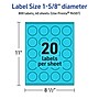 Avery Printable Circle Multipurpose Labels, 1-5/8" Dia., Bright Blue, 800/Pack (94507)~#|#~D6F52E46-8E5E-45C1-BB9E0CC4DB9704BF_sc7