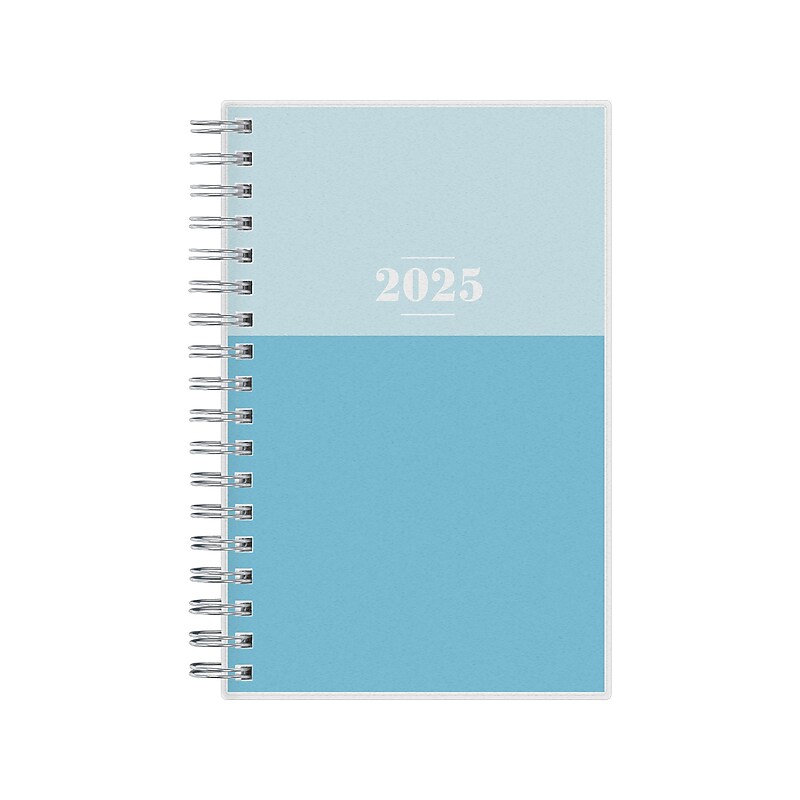 2025 Blue Sky Blue Block 3.63" x 6.13" Weekly & Monthly Planner, Plastic Cover, Blue/Light Blue (152251) image 1