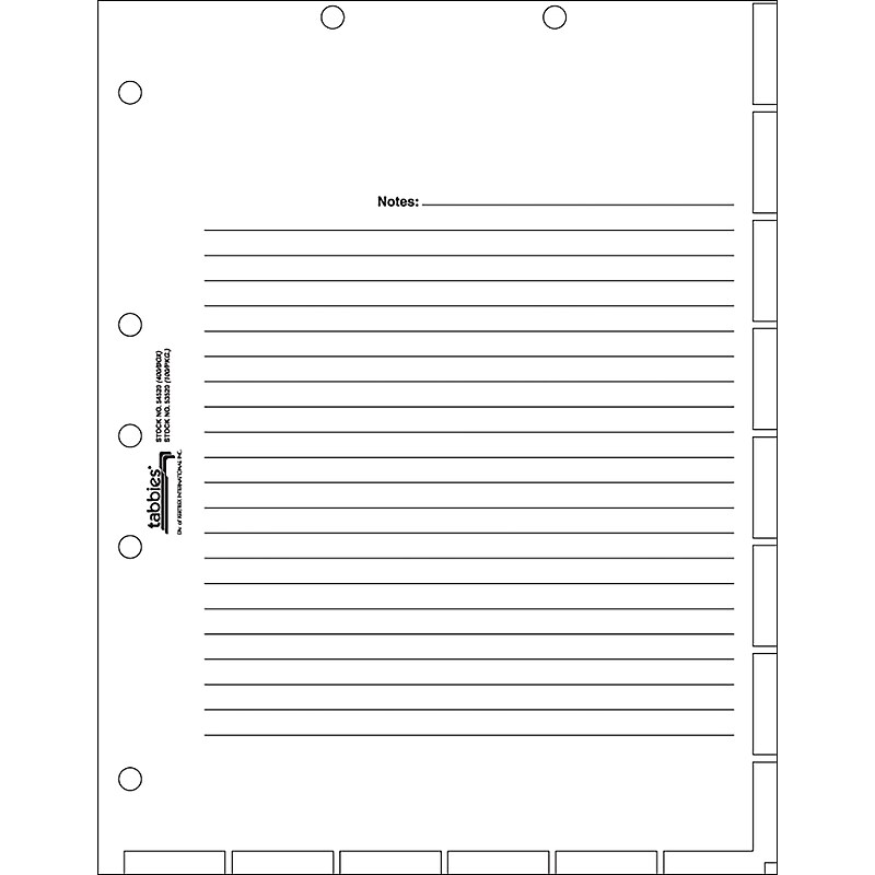 Tabbies Medical Chart Index Blank Tab Dividers, 7-Hole Punched, White, 400/Box (TAB54520) image 1