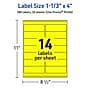 Avery Rectangle Multipurpose Labels, 1-1/3" x 4", Neon Yellow, 280/Pack (94206)~#|#~D6FD4E93-7955-4DD7-A00BCBE5F4947AA9_sc7