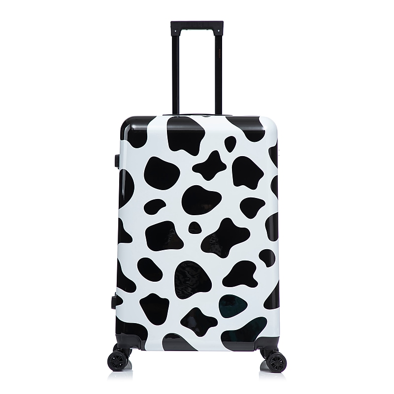 InUSA Prints 28" Hardside Suitcase, 4-Wheeled Spinner, TSA Checkpoint Friendly, Cow Animal Print (IUAPC00L-COW) image 1