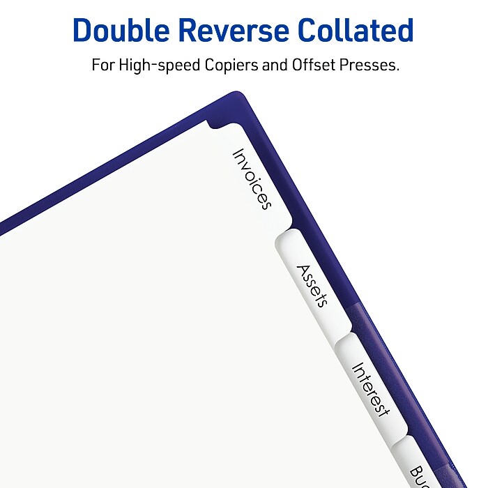 Avery Copier Tab Dividers, Single Reverse Collated, 5-Tab, White