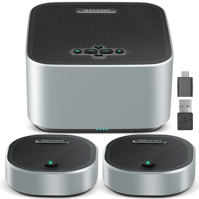 Delton C9270 360° Voice Pickup Wireless Conference Speakerphone with 2 External Mics, Gray (DSC9270S) image 1