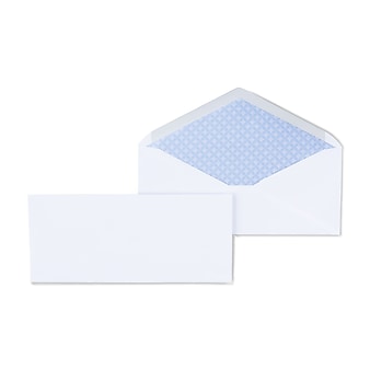 Staples Gummed Security Tinted #10 Business Envelopes, 4 1/8" x 9 1/2", White, 500/Box (50302)