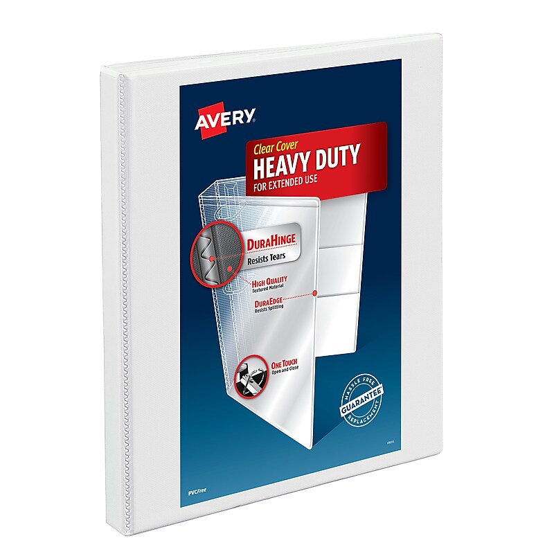 Avery Nonstick Heavy Duty 1/2" 3-Ring View Binders, Slant Ring, White (5234) image 1