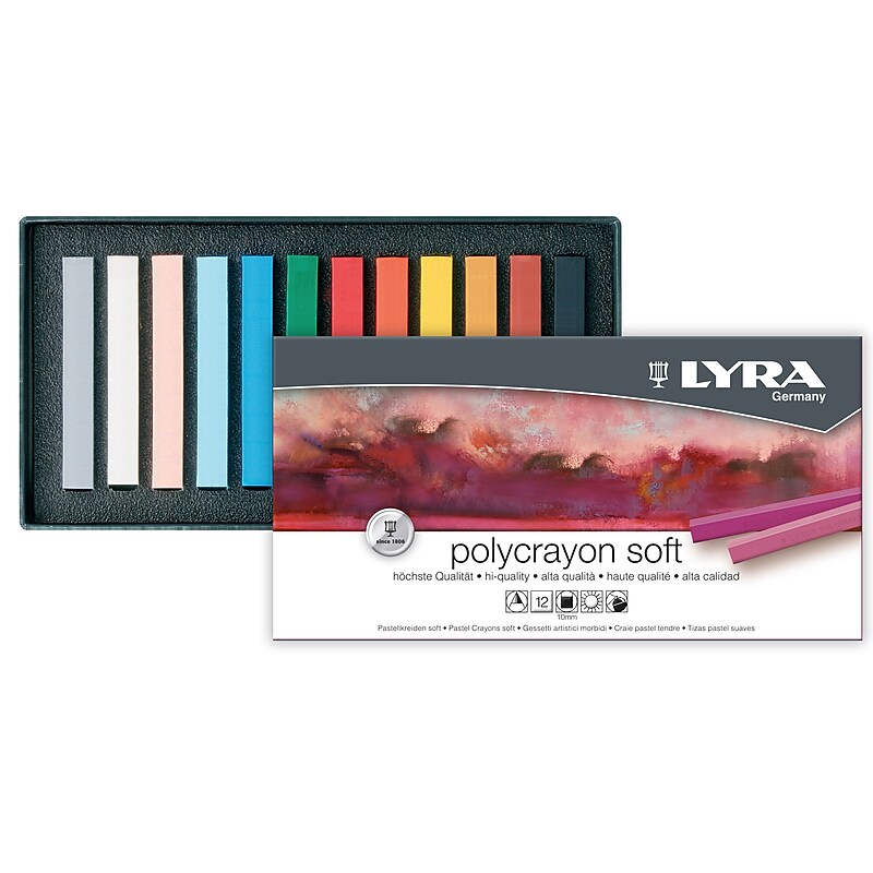 Lyra PolyCrayons Soft Pastel Sticks Set, Assorted Colors, 12/Set (LYXL5651120) image 1