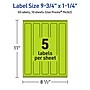 Avery Laser/Inkjet Multipurpose Rectangle Labels, 9.75" x 1.25", Bright Green, 50/Pack (94262)~#|#~D747CC2C-80D4-457D-8F827ECB616234DA_sc7