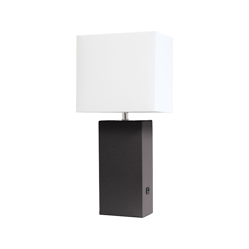Lalia Home Lexington Table Lamp, Brown Faux Leather (LHT-3012-BW) image 1