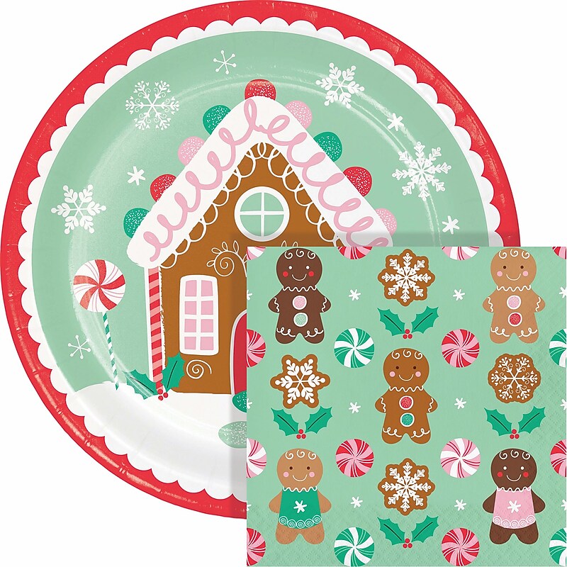 Say Hooray! Holiday Sweets Paper Plates and Napkins Kit, Multicolored, 48/Pack (DTC9403E2G) image 1