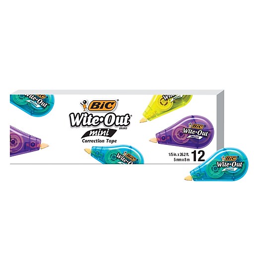 BIC WiteOut Mini Correction Tape, White, Dozen (WOTM11WHI) Staples