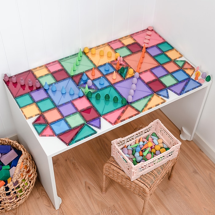 Connetix Magnetic Tiles Pastel Starter Pack, 64 Pieces