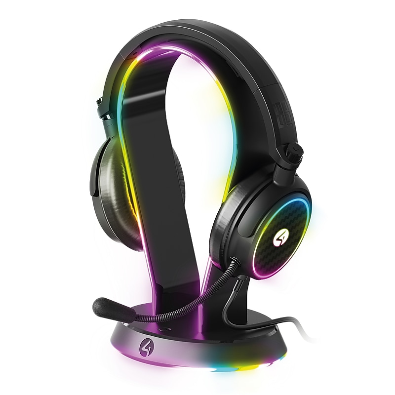 4Gamers Light Up Stereo Gaming Headset, 3.5mm Jack, Black (XP-RGB-HSB-4G) image 1
