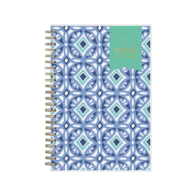 2024 Blue Sky Day Designer Tile 5" x 8" Weekly & Monthly Planner, Blue (101410-24) image 1