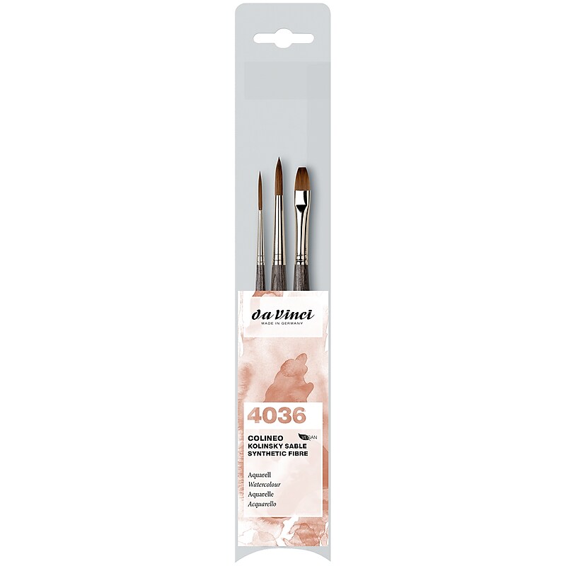 da Vinci COLINEO Watercolor & Acrylic Synthetic Red Sable Bristle Brushes, 3/Pack (DVXVA40360) image 1