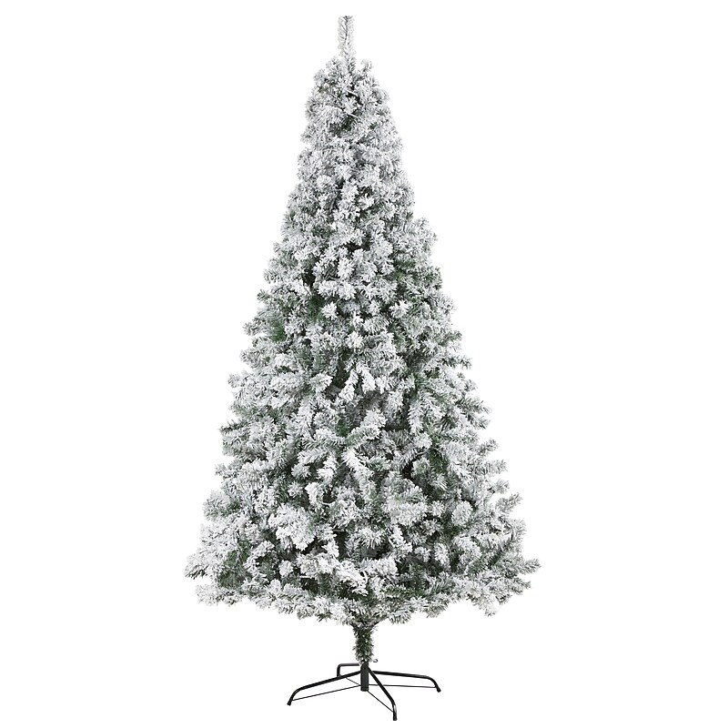 Nearly Natural 8-ft Flocked Rock Springs Spruce Artificial Christmas Tree (T1748) image 1