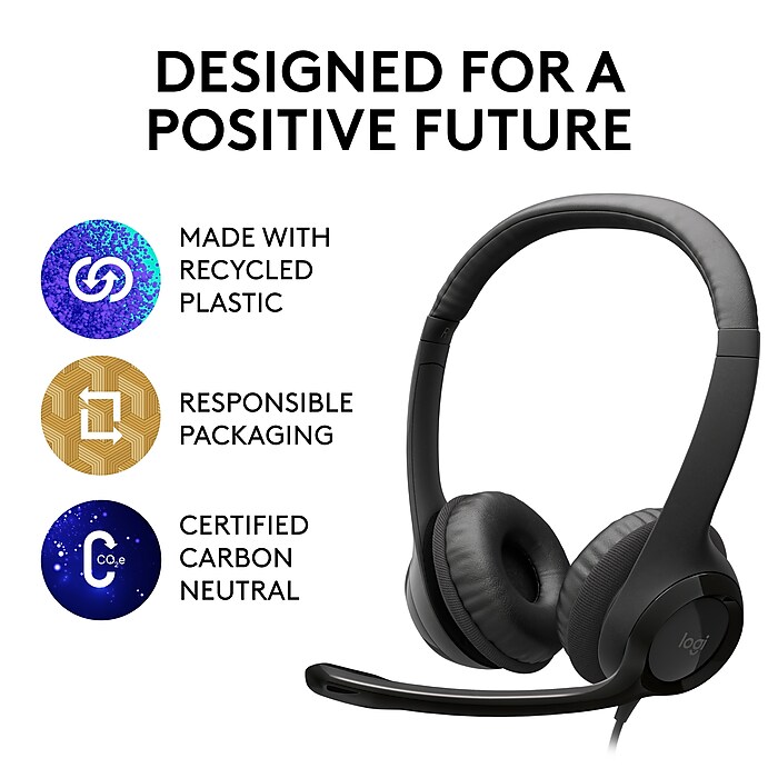 Logitech H390 Computer Headset Over the Head Black 981 000014 Staples