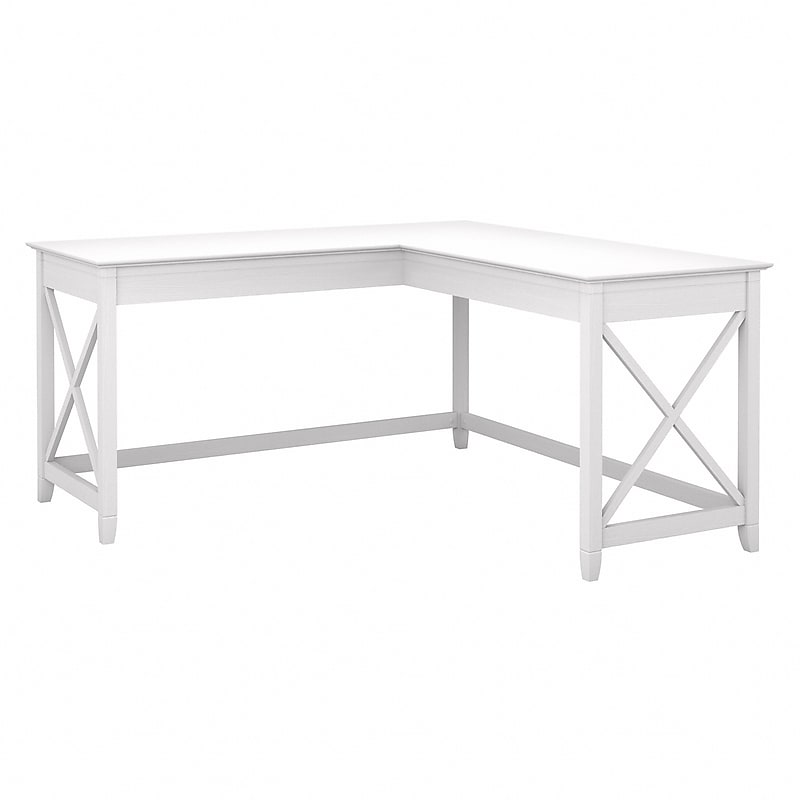 Bush Furniture Key West 60"W L-Shaped Desk, Pure White Oak (KWD160WT-03) image 1