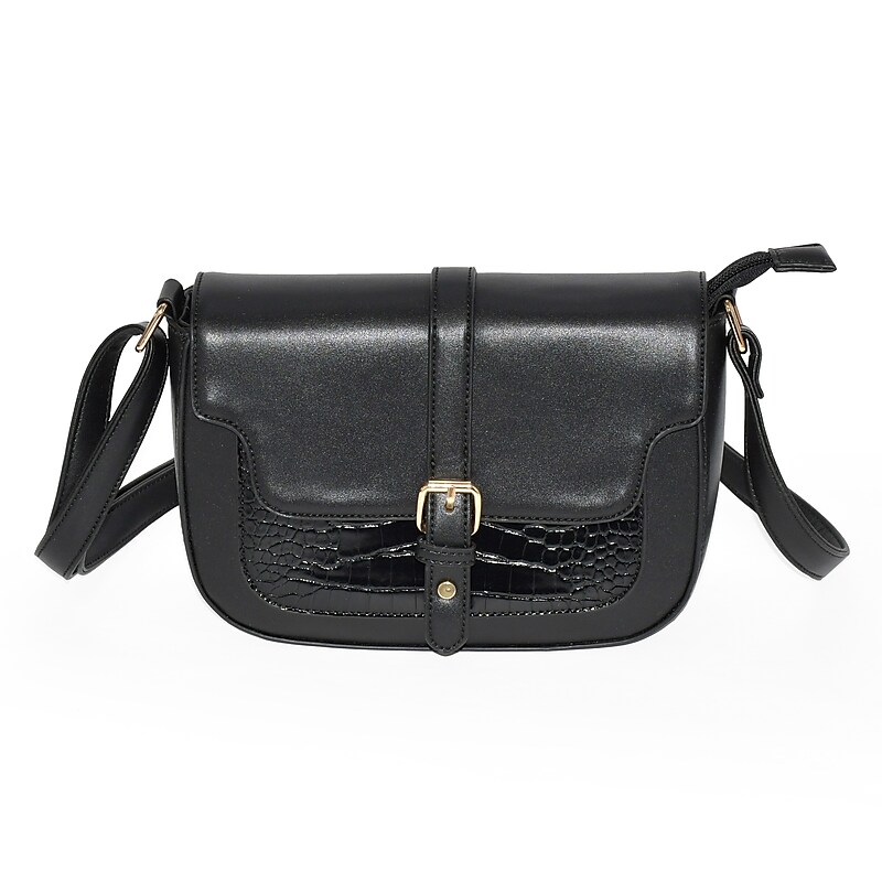 Nicci Cross-Body Bag with Buckle, Black (CBM2304450-BLK) image 1