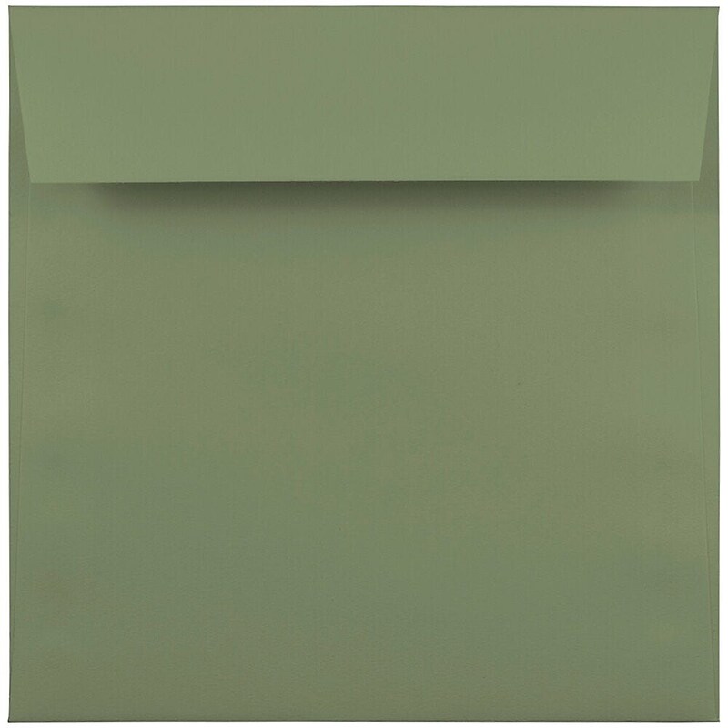 JAM Paper Booklet Envelope 6 1/2" x 6 1/2", Olive Green, 100/Pack (3157453d) image 1
