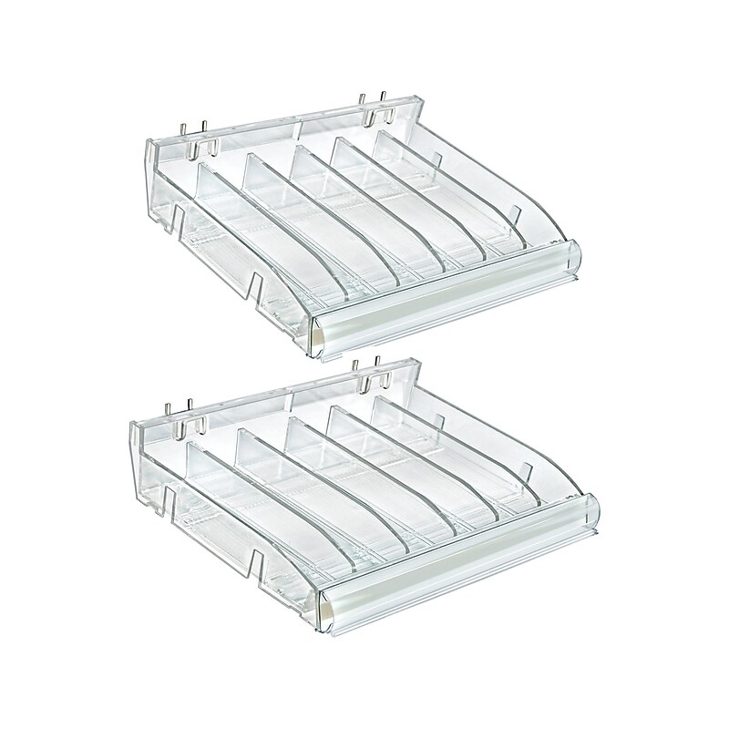Azar 3.5" x 12" Pegboard 6-Compartment Cosmetic Tray, Clear, 2/Pack (225899-DIVIDER-2PK) image 1