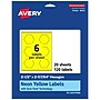 Avery Hexagon Laser/Inkjet Multipurpose Labels, 2-1/2" x 2-57/64", Neon Yellow (120/Pack)~#|#~D788CD9A-646D-45AF-9827202D73636A71_sc7