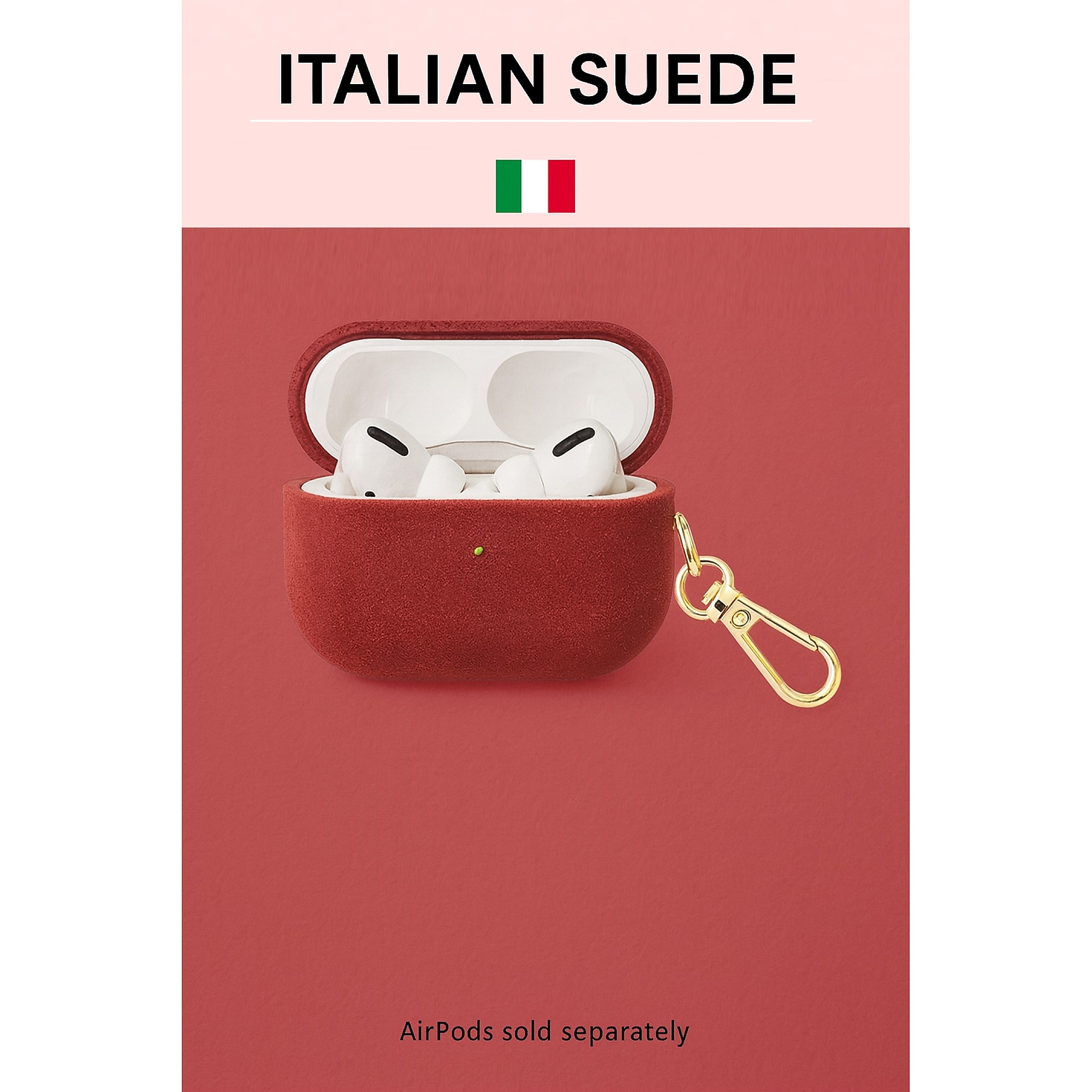 SaharaCase Indy Series Italian Suede Leather Case for Airpods Pro 3 (2025), Viper Red (HP00239) Sansujyuku sansujyuku.com