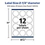 Avery Laser/Inkjet Round Multipurpose Labels, 2.25" Dia., White, 300 Labels/Pack (94510)~#|#~D796E776-021B-438A-943D58ADCB26E753_sc7