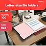 Staples File Folders, 1/3-Cut Tab, Letter Size, Red, 100/Box (ST224519-CC)~#|#~D79B180B-5B7E-438B-922F3E4977275C31_sc7