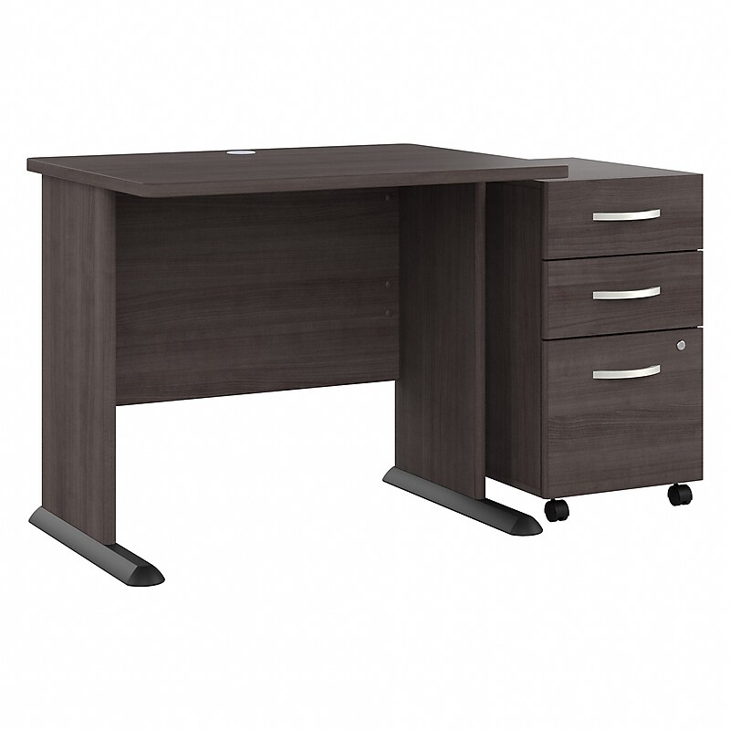 Bush Business Furniture Studio A 36"W Small Computer Desk with 3 Drawer Mobile File Cabinet, Storm Gray (STA005SGSU) image 1