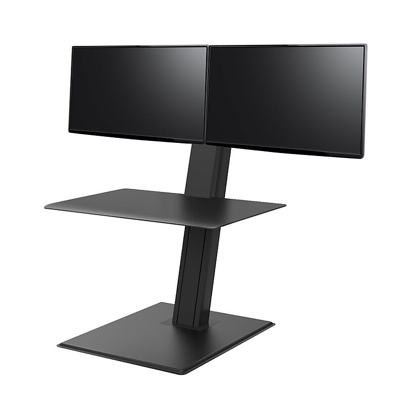 Humanscale QuickStand Eco 28"W Manual Rectangular Adjustable Standing Portable Desk for Dual Monitors, Black (QSE2DMB) image 1