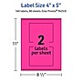Avery Laser/Inkjet Rectangle Multipurpose Labels, 4" x 5", Neon Magenta, 160/Box (94253)~#|#~D7B5C351-3712-4817-A328D1FB2695D88F_sc7