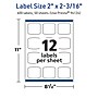 Avery TrueBlock Laser/Inkjet Square Multipurpose Labels, 2" x 2-3/16", White, 600/Box (94124)~#|#~D7B6BAC6-F769-4C49-95444118545F6670_sc7