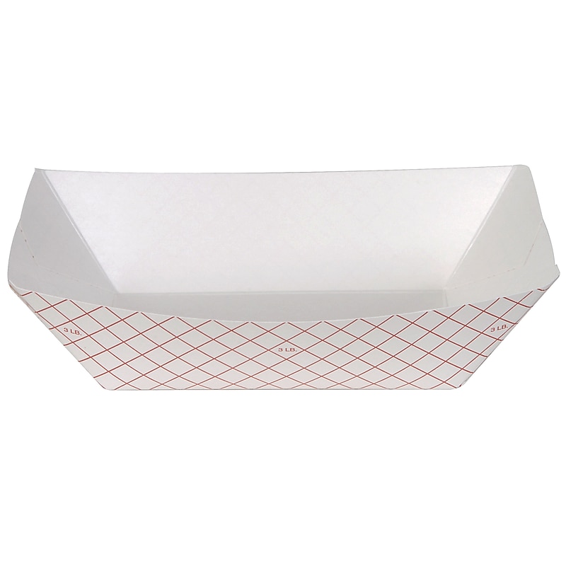 Dixie Kant Leek Polycoated Food Tray, 3 lb., Red Plaid, 500/Carton (RP3008) image 1