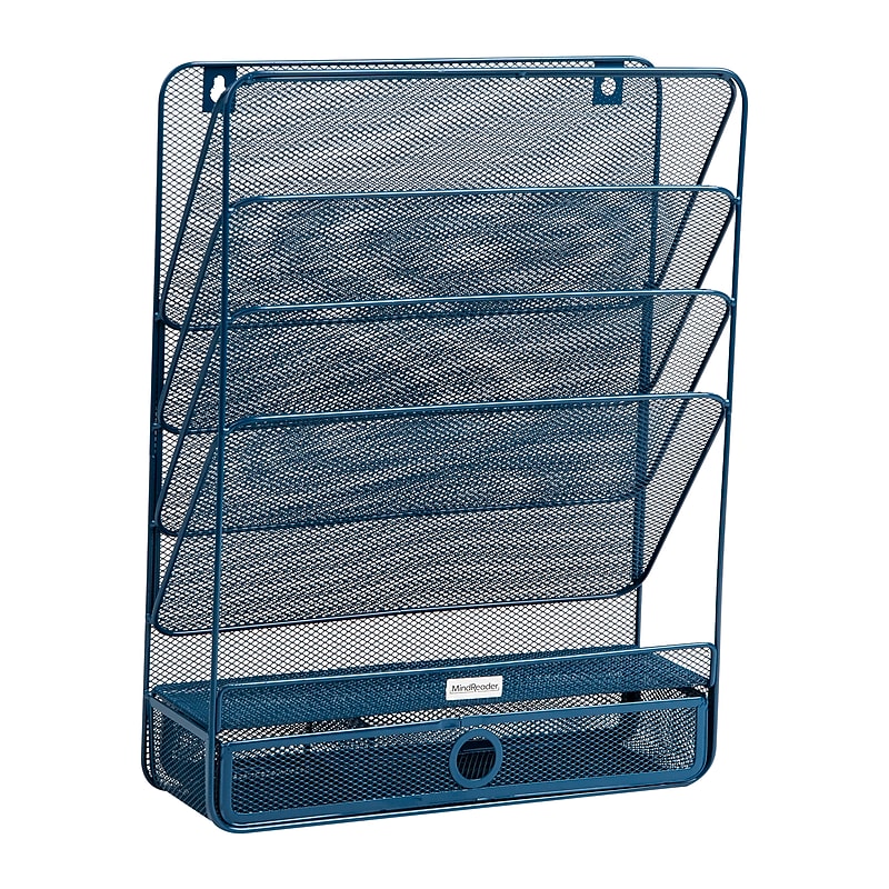 Mind Reader 7-Compartment Metal Desk Shelf, Turquoise (MAGROUND-TUR) image 1