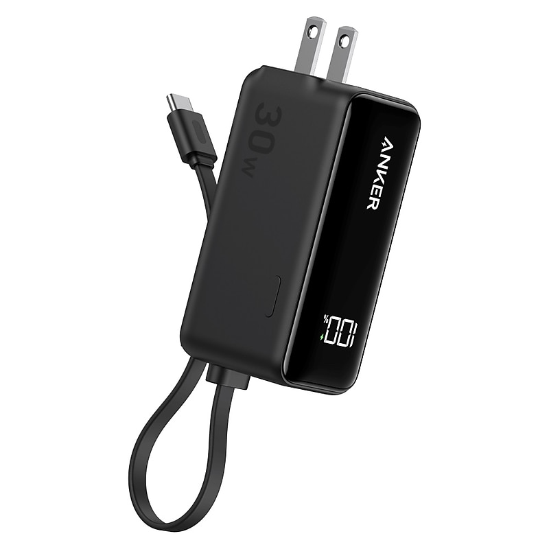 Anker Fusion Built-in USB-C 3-in-1 Power Bank, 5000 mAh, Black (A1636H11) image 1