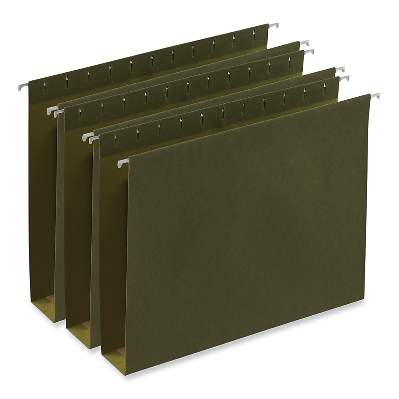 Universal Reinforced Recycled Hanging File Folder, Letter Size, Green, 25/Box (UNV14142) image 1