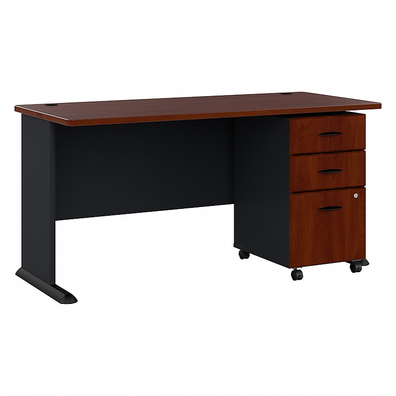 Bush Business Furniture Cubix 60W Desk with Mobile File Cabinet, Hansen Cherry (SRA003HCSU) image 1