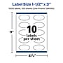 Avery Laser/Inkjet Oval  Waterproof Multipurpose Labels, 3"  Dia, White, 1000/Box (94055)~#|#~D7D43E1B-3C62-4075-9426C2E208E79927_sc7