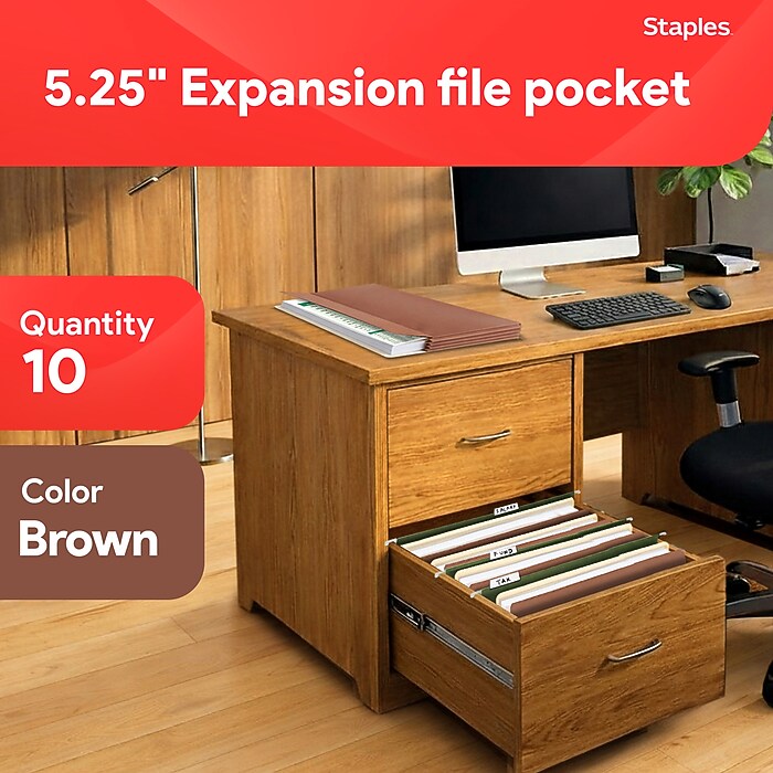 Staples Reinforced File Pocket, 5.25
